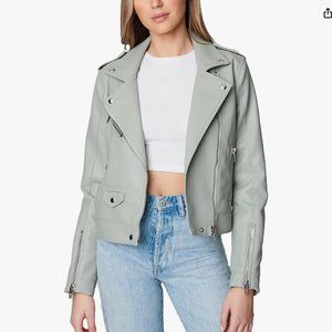 [BLANKNYC] Womens Luxury Clothing Vegan Leather Semi Fit Motorcycle Jacket